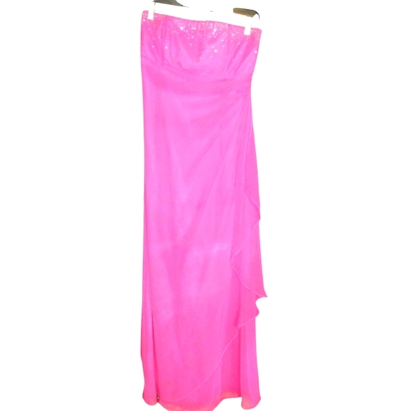 Women's Cache Formal Maxi Ball Gown/Prom Dress Sparkle Rouched Coral Size 2 - Picture 1 of 11